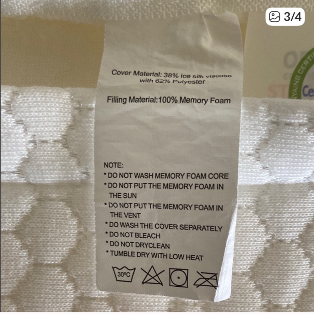 ELVIROS ERGONOMIC WHITE MEMORY FOAM PILLOW - Picture 4 of 6